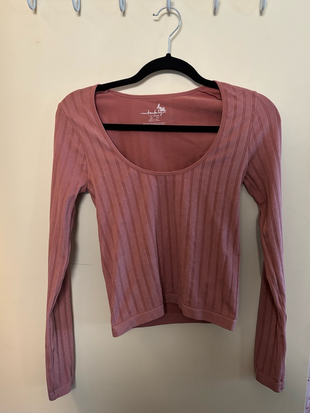 Free People Shimmery Dusty Rose Longsleeve Top